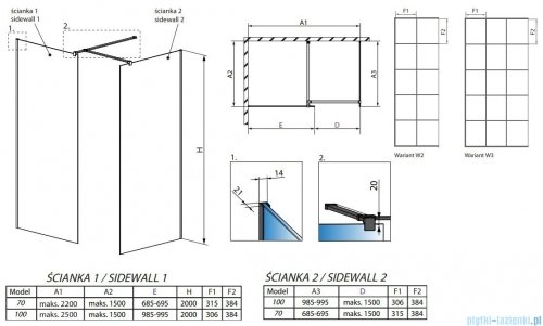 Radaway Modo New Black III kabina Walk-in 70x100x200 Frame