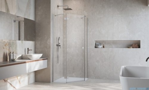 Radaway Essenza 8 Brushed Nickel Ptj kabina pięciokątna 90x80cm lewa szczotkowany nikiel 10490000-91-01L/10490600-01-01