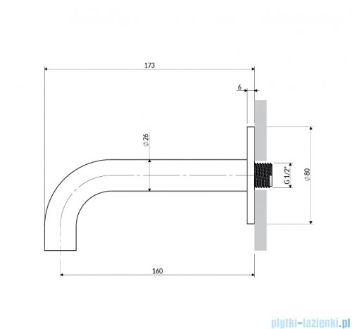 Omnires wylewka wannowa ścienna 16 cm złoty szczotkowany WDY-SGLB
