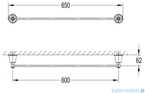 Omnires Art Line wieszak na ręcznik 65 cm miedź antyczna AL53216ORB