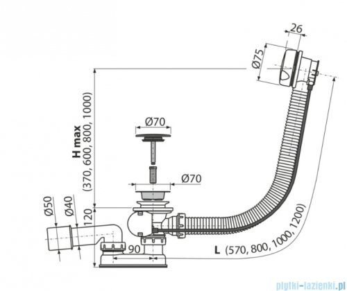 Polimat syfon wannowy automatyczny 80 cm biały  6103064