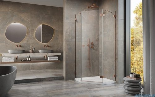 Radaway Essenza Pro Brushed Copper Ptj kabina pięciokątna 80x80 prawa szczotkowana miedź 10100000-93-01R/10100100-01-01