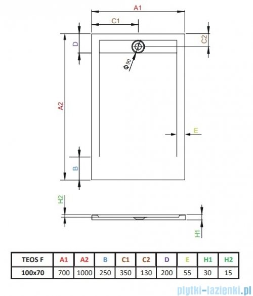 Radaway Teos F brodzik 100x70cm cemento HTF10070-74