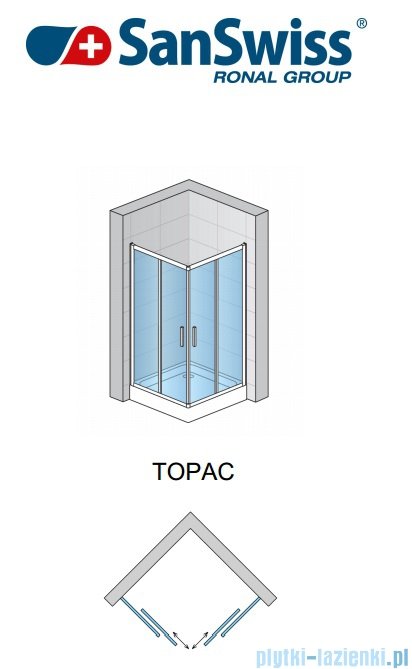 SanSwiss Top-Line TOPAC Wejście narożne 75cm profil biały Prawe TOPD07500407
