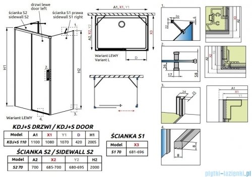 Radaway Idea Black Kdj+s kabina prysznicowa 70x110x70 lewa czarny mat/szkło przejrzyste 10116110-54-01L/387048-54-01R/10117070-01-01