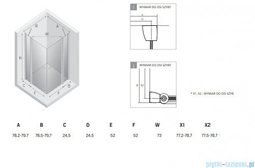 New Trendy New Soleo Light Gold 80x80x195 cm kabina złoty połysk/szkło przejrzyste K-4373