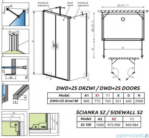 Radaway Nes 8 Black Dwd+2S kabina 100x80x100cm czarny mat/szkło przejrzyste 10080100-54-01/10082180-54-01/10080100-54-01