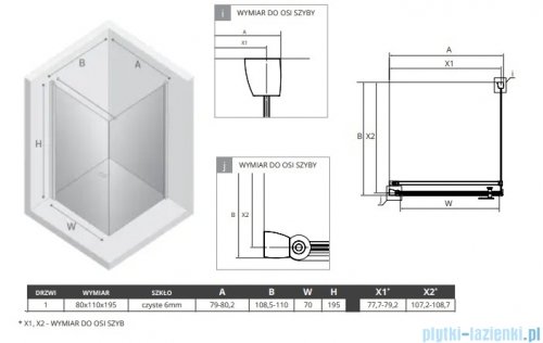 New Trendy New Soleo Light Gold 80x110x195 cm kabina wspornik prosty złoty połysk/szkło przejrzyste K-1837-WP