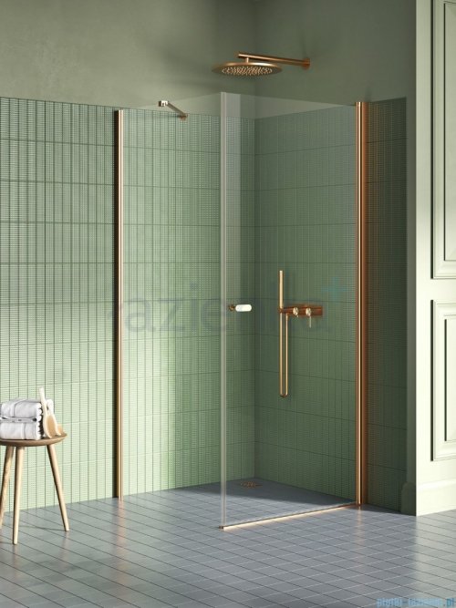 New Trendy New Soleo Copper Brushed 100x110x195 cm kabina wspornik skośny miedź szczotkowana/szkło przejrzyste K-1981