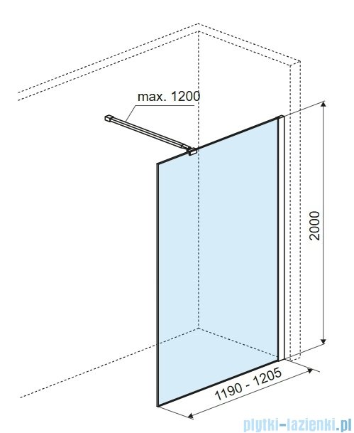 Excellent Vidoq Walk-in ścianka prysznicowa prosta 120x200 cm, złoty połysk KAEX.1506.1200.LP.GL