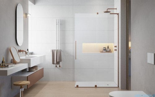 Radaway Furo SL Brushed Copper kabina Walk-in 110x200cm prawa szczotkowana miedź 10306588-93-01R/10110544-01-01