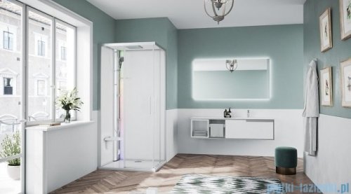 Novellini Glax 1 2.0 kabina z sauna parową 100x80 lewa srebrna  G21A108ST5-1BB