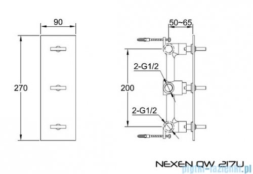 Kohlman Nexen Podtynkowa bateria wannowo-prysznicowa z dwoma wyjściami QW217U