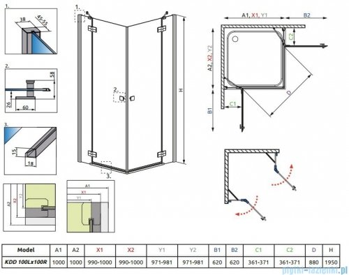 Radaway Almatea Kdd Kabina kwadratowa 100x100 szkło brązowe 32172-01-08N