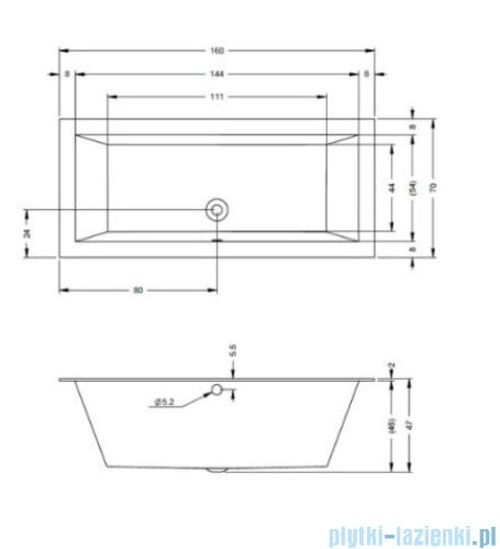 Riho Lugo wanna prostokąta 160x70cm z hydromasażem BLISS lewa B138006005