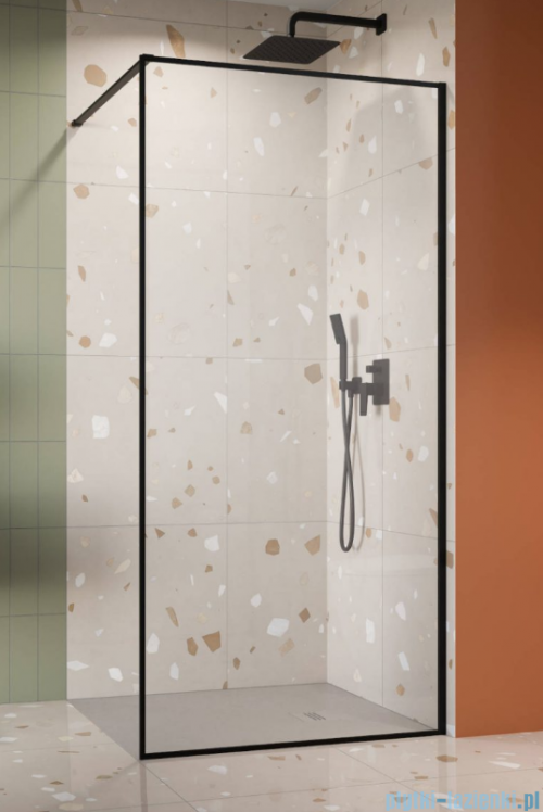 Radaway Modo F II Black kabina Walk-in 125x201cm Czarna szkło przejrzyste 10409125-54-01
