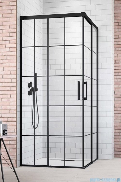 Radaway Idea Black Kdd Factory kabina prysznicowa 100x120cm czarny mat/szkło przejrzyste 387062-54-55L/387064-54-55R