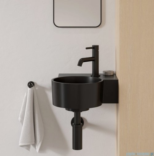 Omnires Ovo M+ umywalka nablatowa/wisząca prawa 33x34 cm black lava mat OVO335UWPBLV