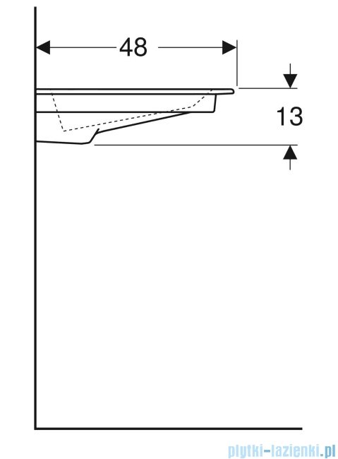 Geberit One CleanDrain Umywalka prostokątna z otworem na baterię 75x48cm KeraTect 505.004.00.1