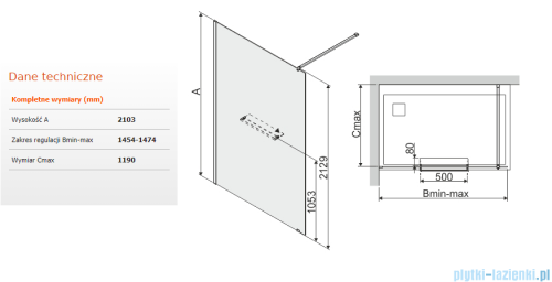 Sanplast Altus PIII/ALTIIa kabina walk-in 150x213 cm przejrzyste 600-121-2991-42-401