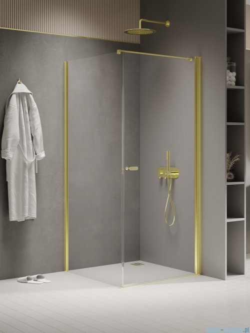 New Trendy New Soleo Light Gold 90x100x195 cm kabina wspornik prosty złoty połysk/szkło przejrzyste K-1842-WP