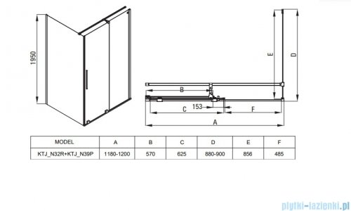Deante Prizma Kabina prysznicowa prostokatna 120x90cm Titanium KPNDP12S09