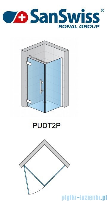 SanSwiss Pur PUDT2P Ścianka boczna 80cm profil chrom szkło przejrzyste PUDT2P0801007 