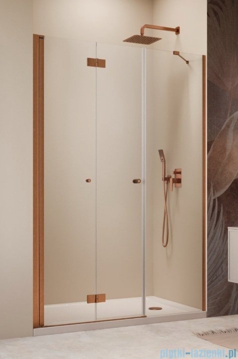 Radaway Nes Brushed Copper DWSB drzwi wnękowe 90cm W1 lewe szczotkowana miedź szkło przejrzyste 10044650-93-01L/10045250-01-01