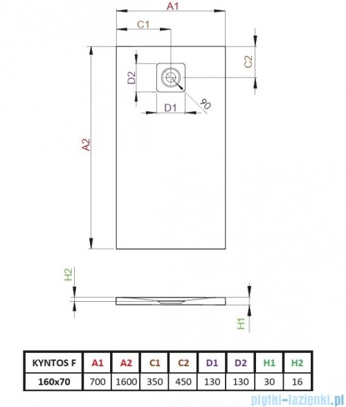 Radaway Kyntos F brodzik 160x70cm antracyt HKF16070-64