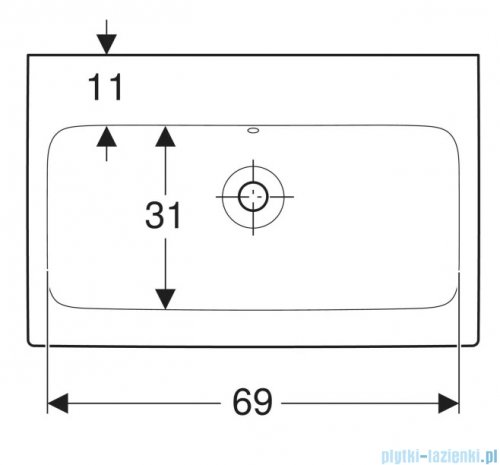 Geberit iCon Umywalka ścienna bez otworu na baterię z przelewem 75 x 48,5 cm 124078000