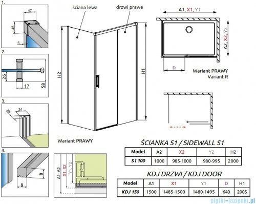Radaway Idea White Kdj kabina 150x100cm prawa szkło przejrzyste 387045-04-01R/387052-04-01L