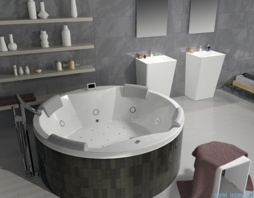 Riho Limited Carmen wanna okrągła 180cm z hydromasażem Thermae Line + zagłówki czarne B038004005