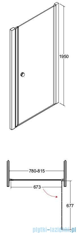 Besco Sinco drzwi prysznicowe wahadłowe 80x195 przejrzyste DS-80