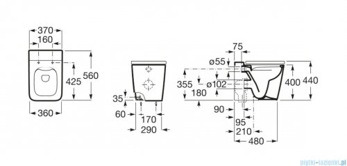 Roca Inspira Square Rimless miska WC stojąca Onyks A347537640