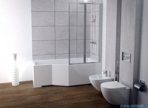 Besco Integra 170x75cm Wanna asymetryczna Prawa + parawan 2-skrzydłowy