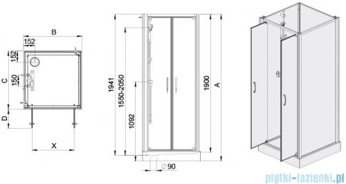 Sanplast Basic Complete KCDD/BASIC+Bza kabina czterościenna kompletna 80x80x202 cm przejrzysta 602-460-0420-01-4B0