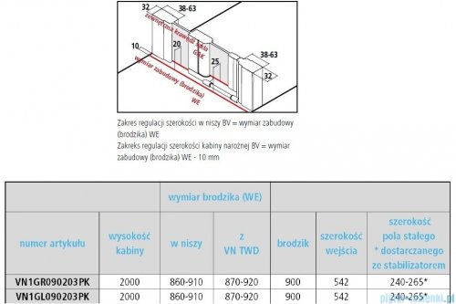 Vitalle NOLA drzwi wahadłowe 1-skrzydłowe z polem stałym lewe 90 cm czarne VN1GL090203PK