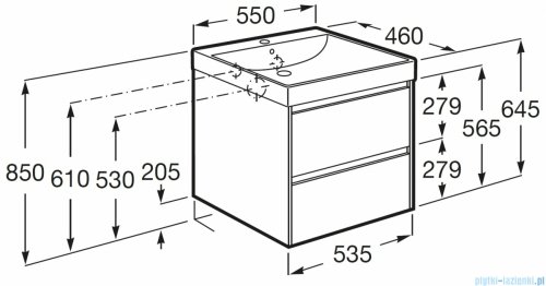 Roca Ona Unik zestaw szafka z umywalką 55x46x64 ZIELONY MAT A851687513