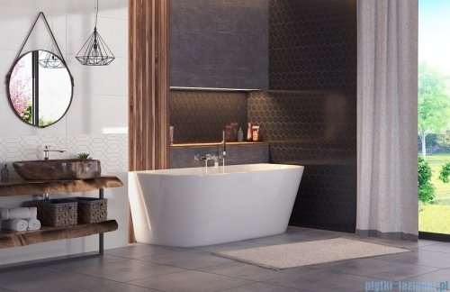Corsan Mono wanna wolnostojąca przyścienna 150x75 cm biała + syfon klik-klak E-029MCH