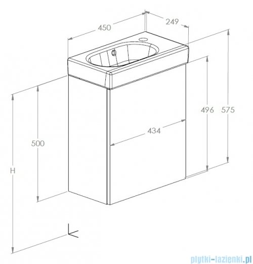 Roca Mini-N Zestaw łazienkowy Unik 45x25x57 cm JASNY DĄB A852445464
