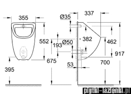 Grohe Bau Ceramic pisuar wiszący biały 39438000