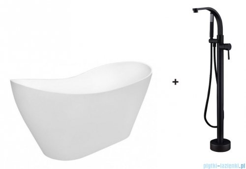 Besco zestaw wanna wolnostojąca Viya 160x70cm + bateria Decco czarna #WMD-160-V/BW-D-CZ