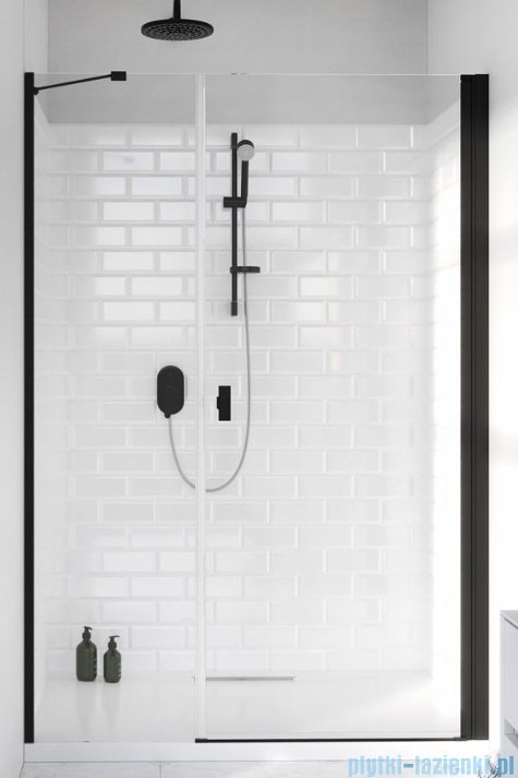 Radaway Nes 8 Black Dws I drzwi wnękowe 120cm W3 prawe czarny mat szkło przejrzyste 10078100-54-01R/10078113-01-01