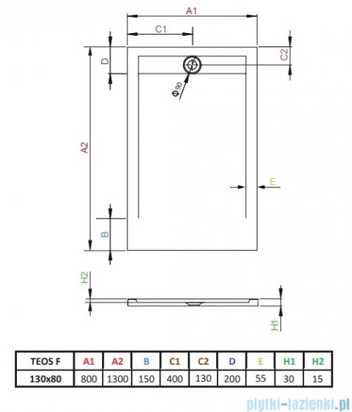 Radaway Teos F brodzik 130x80cm biały HTF13080-04