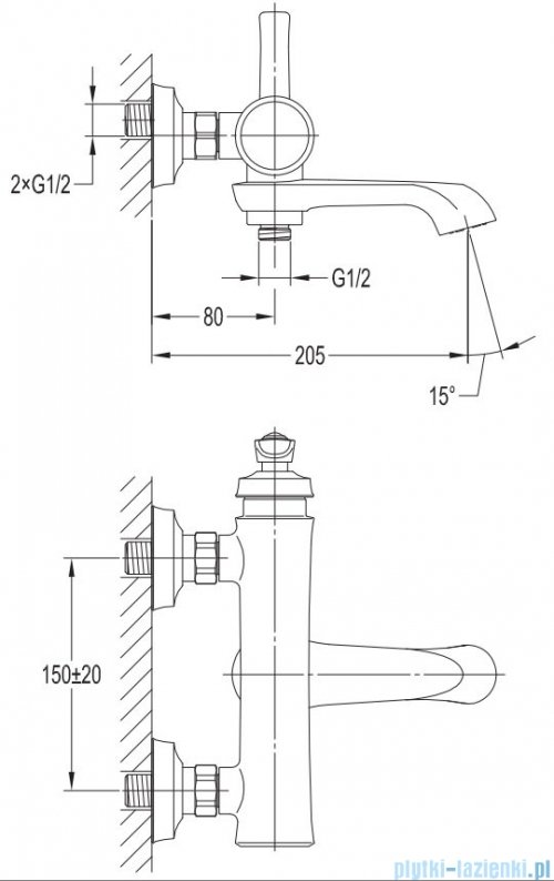 Omnires Armance bateria wannowa złota AM5230GL
