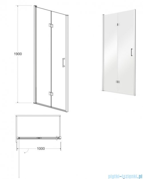 Besco Exo-H drzwi prysznicowe 100x190 przejrzyste EH-100-190C