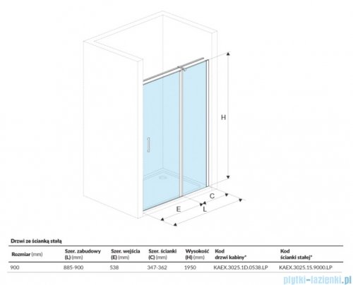 Excellent Mazo drzwi wnękowe wahadłowe 90 cm ze ścianką przejrzyste