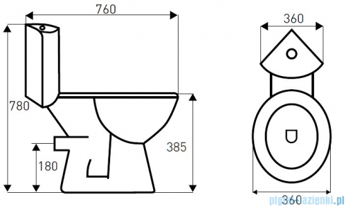 Novoterm Kerra WC Kompakt KR 61 - CORNER system podwójnego spłukiwania 6/3l + deska