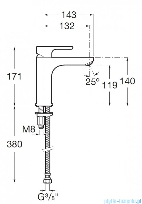 Roca L20 bateria umywalkowa sztorcowa Chrom A5A3G09C00