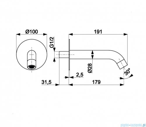 KFA MOZA CHROM wylot wannowy podtynkowy 836-004-00